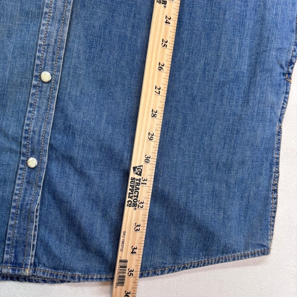 Wrangler Retro Denim Shirt Dress Medium New Long Sleeve Button Front Western - Picture 8 of 9